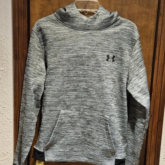 Mens Under Armour Coldgear Loose Hoodie Pullover Gray Black Size Medium - Picture 1 of 9